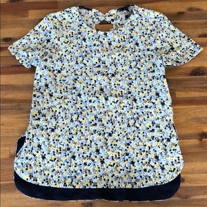 Zara Printed Top with Open Bow Detailing Back